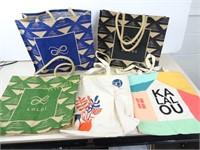 Five Burlap and Canvas Tote Bags
