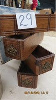 Four solid oak sewing machine drawers