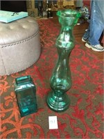 (2) Green Glass Vase ( 42" Tall)