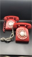 2-Red Vintage Rotary Phones