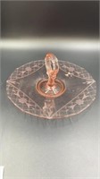 Etched Pink Depression Glass Tray