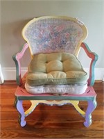 Painted chair with cained back with loose cushion