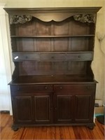 Modern stepback cupboard with floral carved