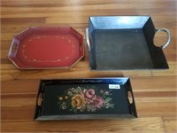 3 decorative metal trays