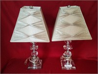 Pair of trident home crystal lamps with silk