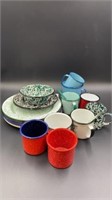 Enamel Ware Plates, Mugs and Bowls