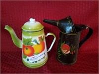 2 unmatched metal items 1quart oil can, fruit tea