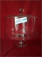 Pattern glass cake stand with dome cover 12”x10”