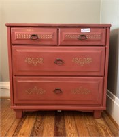 Painted 4 drawer chest with oak secondary wood