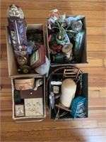 Four box lots of home decor items, little boxes,