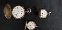 3 Coin Silver Pocket Watches, as is
