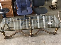 GOLD & GLASS TOPPED COFFEE TABLE