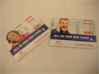 (2) Consumer Cellular All In 1 Sim Cards