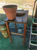 Flower Pots and Wood Table