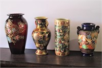 4 Vases-Oriental & Hand Painted