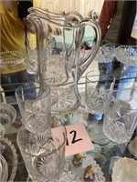 CRYSTAL PITCHER & 4 GLASSES