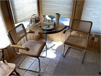 ROUND BUTCHER BLOCK TABLE W/ 2 CHAIRS