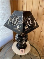 ORIENTAL BLACK LAQUER TABLE LAMP