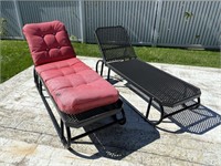 2 HEAVY STEEL RECLINING LOUNGE CHAIRS