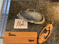 AGATE NOTE HOLDER - BOOK MARKS - FEATHER WOOD ORN