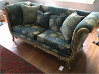 Blue / Gold Sofa ( 78" W ~ Very Nice)
