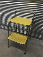 Yellow and Chrome Two-Step Stool