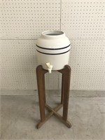 Oak Stand with Pottery Water Cooler