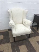 Crewelwork Upholstered Wingback Chair