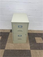 Two-Drawer Tan Metal File Cabinet