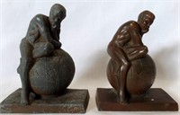 Scholar Thinking on Globe Bookends & Doorstop Lot