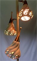 MidCentury Pierced Ceramic Tension Pole Floor Lamp