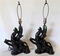 Pair of Royal Haeger Panther Ceramic Lamps