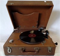 Birch Hand Crank Phonograph Record Player