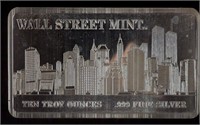 Wall Street Mint 10 Troy oz. Silver Bar New York