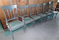 6 Antique Painted Oak Chairs