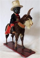 German 1890'S Black Americana Boy on Goat Pull Toy