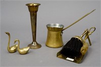 Assorted Brass Items - Swans - Vase - Pot