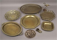 Assorted Brass & Brass Coated Trays - Figures