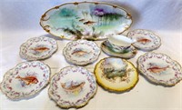 Antique French Limoges Porcelain Fish Service