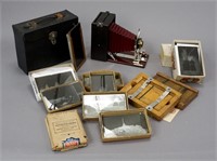 Vintage Folding Conley Camera & Assorted Negatives