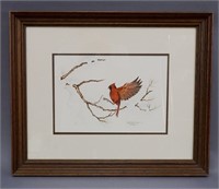 Cardinal Watercolor Framed Painting - Schumaker