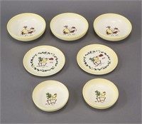 7 Piece Brock Ware Rooster Farm Bowls & Plates