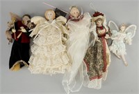 5 Assorted Ornate Christmas Dolls