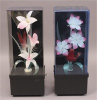 2 Fiber Optic Floral Musical Lamps Boxes