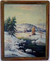 Winter Morning G Dyck Oil on Canvas Painting