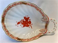 Herend China Bouquet Rust Scalloped Dish