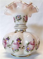 Handpainted Fenton Charlton Roses Melon Vase