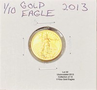 Lot of 10  2013 1/10 Oz Gold Eagles (UNC)