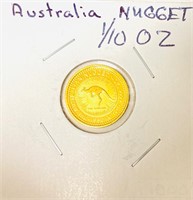 One  Australian Nugget 1/10 Oz Gold 1998