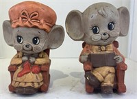 Vintage Mr. ad Mrs. Mouse ceramic decorations